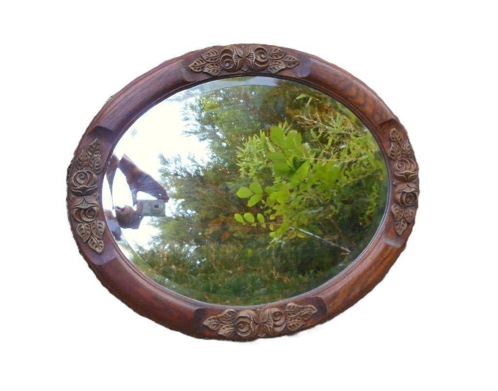 Grand miroir ovale ancien, Enlèvement, Ovale, Moins de 50 cm, Moins de 100 cm