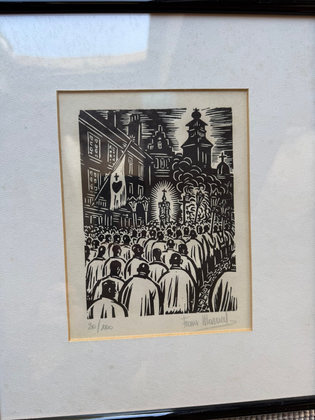 Trio van Frans Masereel -houtsnede getekend en gelimiteerd, Ophalen, Houtsnede