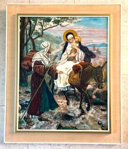 Bijbelse voorstelling - ca. 1950 - gesigneerd M Stolwijk ?, Ophalen of Verzenden