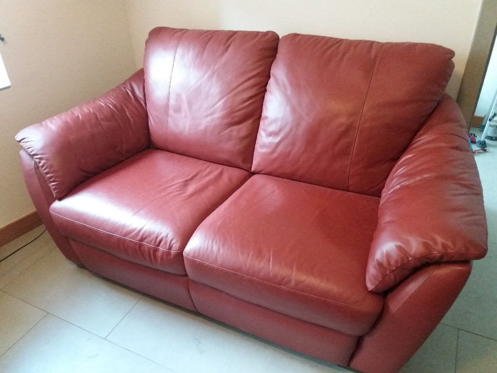 Ikea canapé cuir couleur rouge/bordeaux, Enlèvement, Utilisé, Trois personnes, Cuir