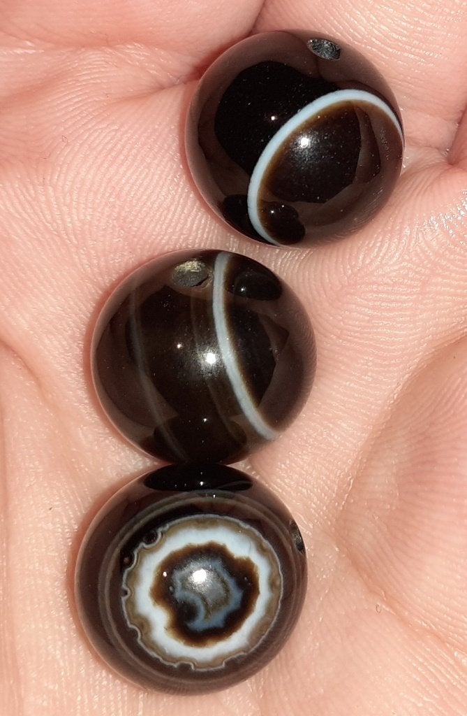 lot kralen 3 zwarte agaat 12mm, Ophalen of Verzenden, Nieuw, Kraal