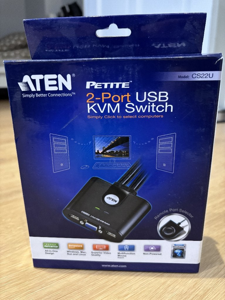 ATEN CS22U — USB-KVM-switch met 2 poorten, Computers en Software, Netwerk switches, Nieuw, Ophalen of Verzenden