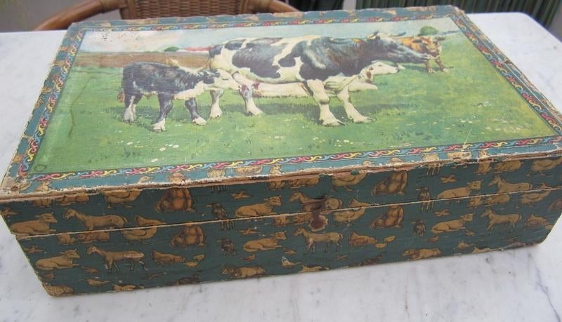 Puzzle en blocs victorienne ancien son ! vaches,  unique!, Envoi