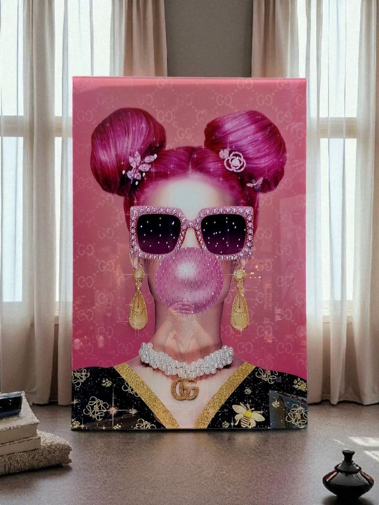 Hoogglans design glas art schilderij/wandpaneel Pink Bubble., Huis en Inrichting, Woonaccessoires | Wanddecoraties, Nieuw, Schilderij