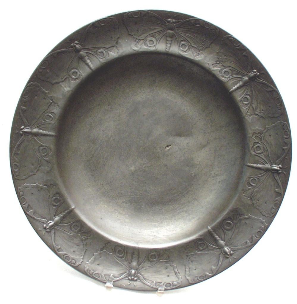 Jugendstile Bord - (40 cm.) - Kayserzinn - Hugo Leven., Antiek en Kunst, Ophalen of Verzenden