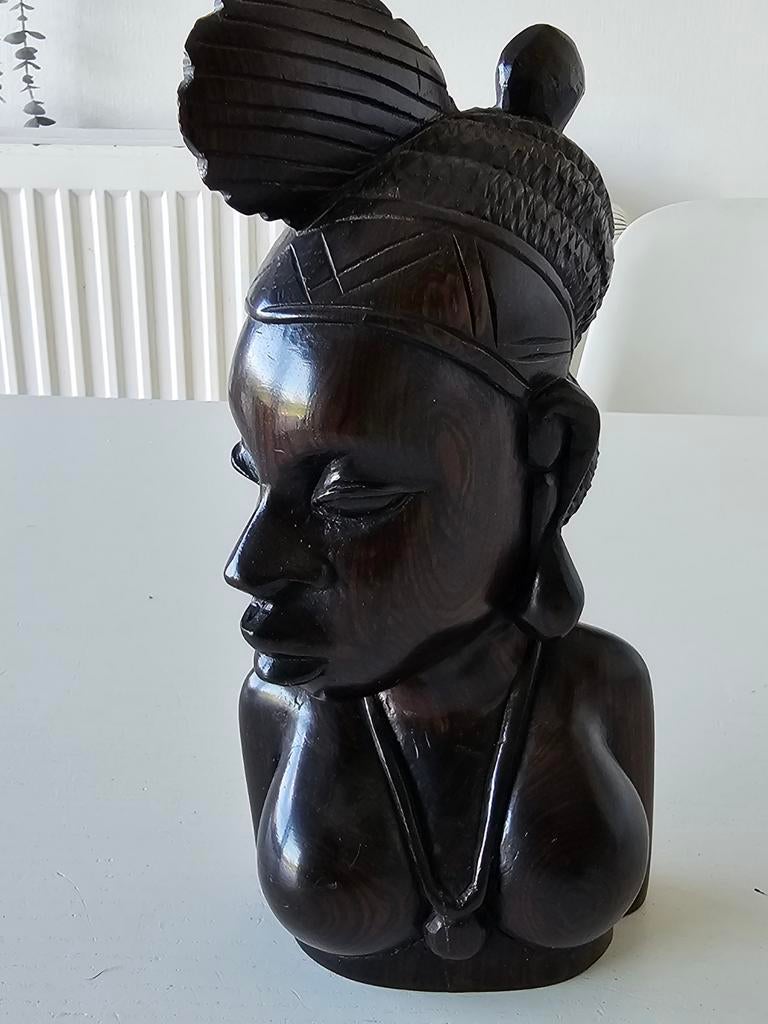 Exquisite Fulani Jonge Vrouwen Ebbenhout Gesneden Sculptuur,, Antiek en Kunst, Kunst | Beelden en Houtsnijwerken, Ophalen of Verzenden