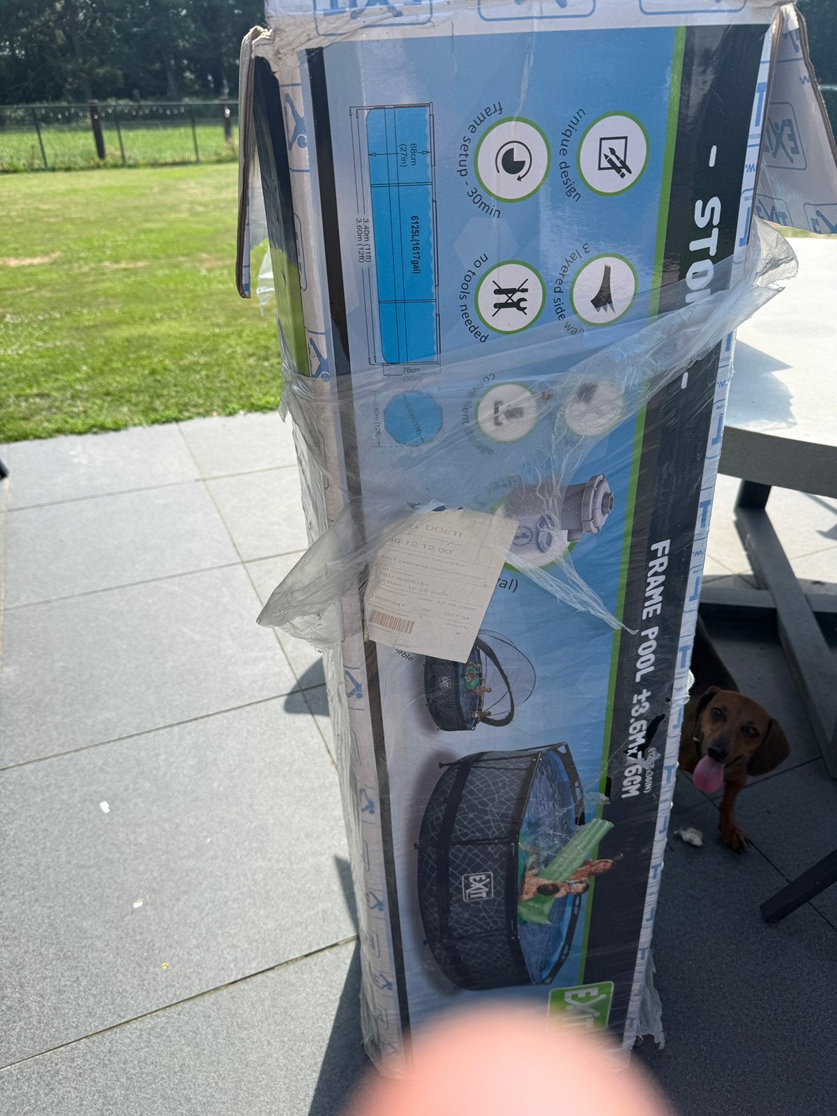 Exit zwembad 3.6M x 76 cm + accessoires, Ophalen, Zo goed als nieuw