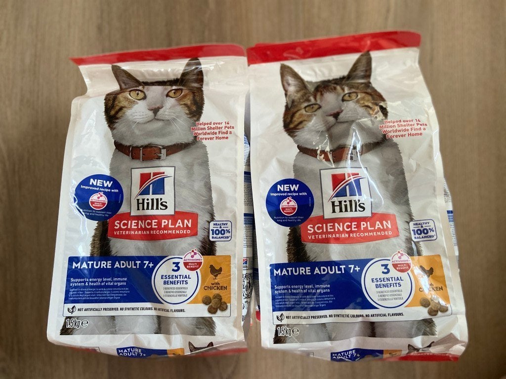 6 zakken van 1,5kg Hill's Mature Adult 7+ kattenbrokjes, Dieren en Toebehoren, Dierenvoeding, Ophalen of Verzenden, Kat