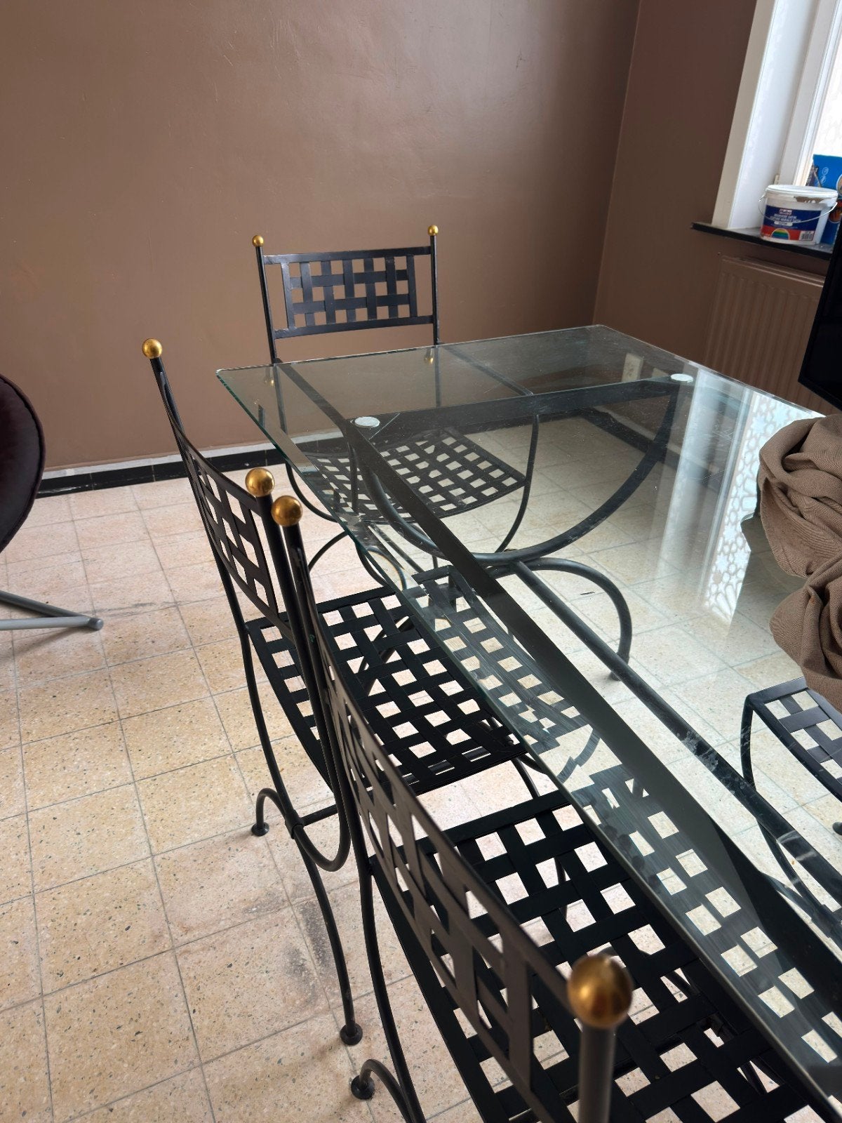 table en fer forgé avec ses 6 chaises., Enlèvement, Comme neuf