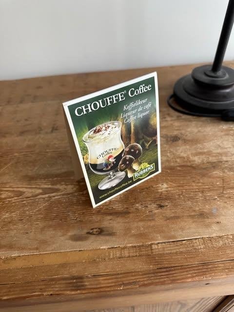 chouffe coffee tafel reclame PVC, Ophalen of Verzenden, Zo goed als nieuw, Reclamebord, Plaat of Schild, Overige merken