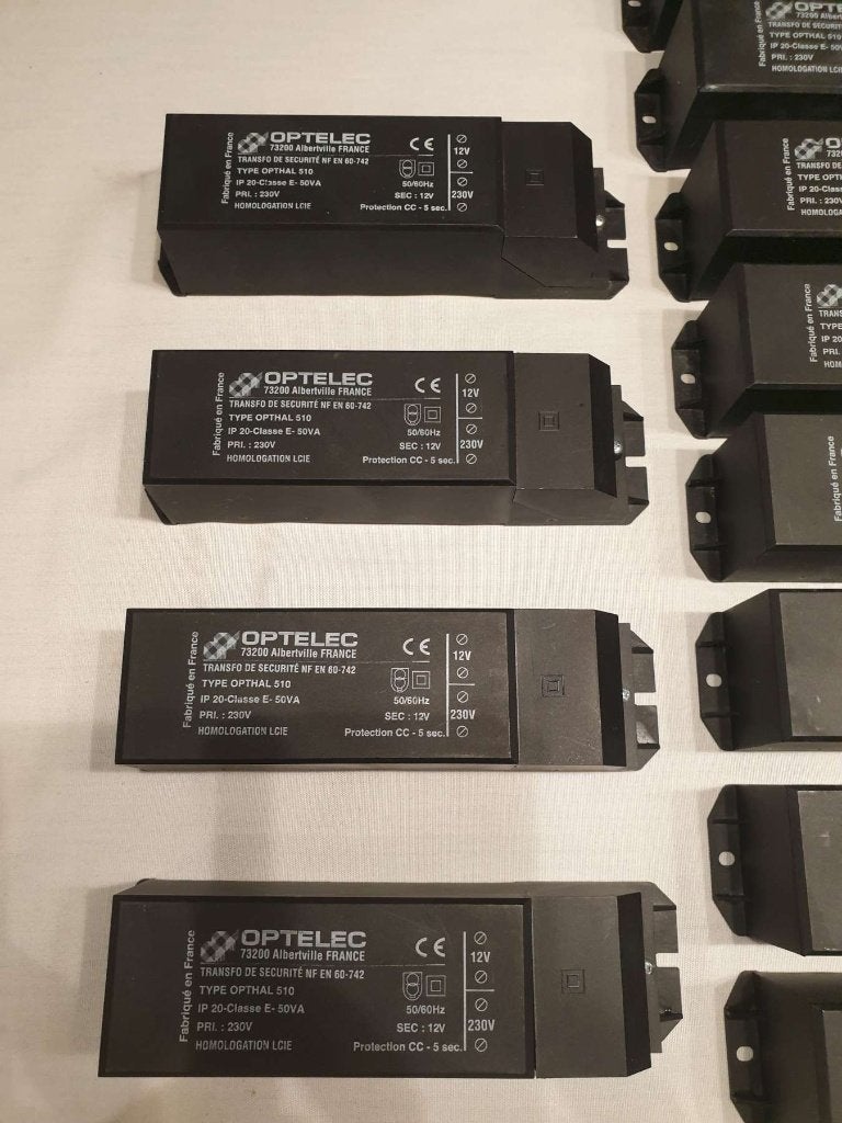 4x transfo Optelec Opthal 510, 220 naar 12V, IP 20,Classe E, Bricolage & Construction, Enlèvement