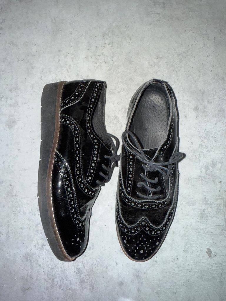 Derbie Piure noir brillant, Enlèvement ou Envoi, Piure, Porté, Chaussures basses