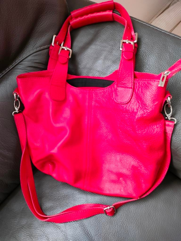 Mooie kwaliteitsvolle rode lederen handtas,zo goed als nieuw, Ophalen of Verzenden, Zo goed als nieuw, Rood, Handtas