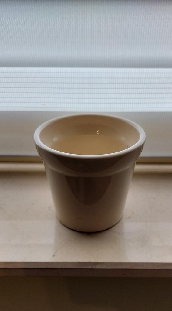 Bloempot beige DM 9cm, Tuin en Terras, Steen, Rond, Binnen, Ophalen of Verzenden