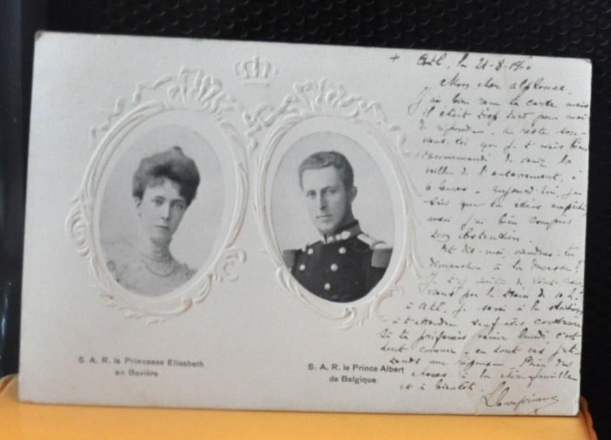 carte postale prince et princesse albert et elisation (3), Collections, Enlèvement ou Envoi, Avant 1920, Affranchie