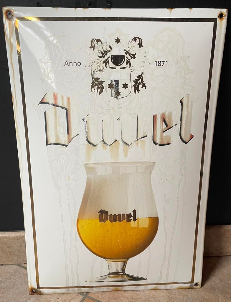 Vintage emaille bord duvel moortgat mancave retro, Verzamelen, Ophalen of Verzenden, Zo goed als nieuw