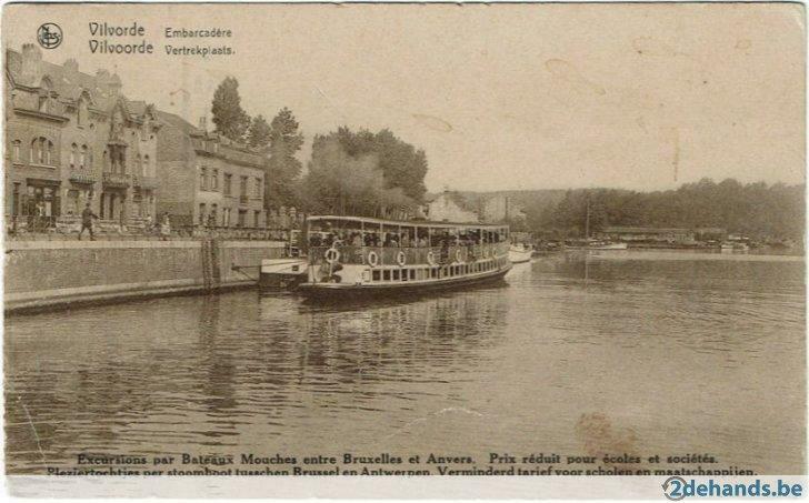 Oude postkaart Vilvoorde Vilvorde Kanaal Vertrekplaats 1938, Verzamelen, Verzenden