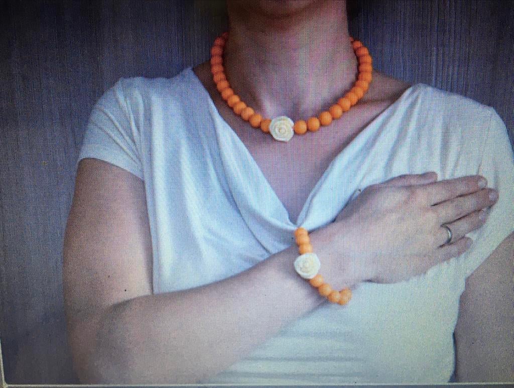 Ketting + armband, Bijoux, Sacs & Beauté, Colliers, Enlèvement ou Envoi, Comme neuf, Orange