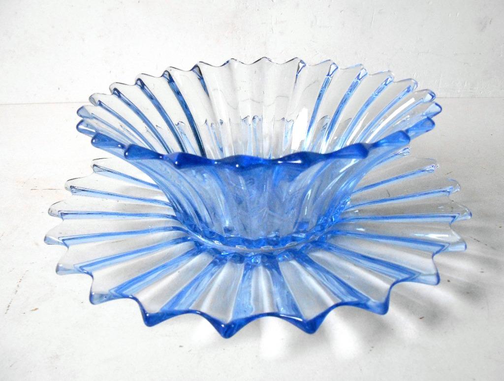 Bol et bol en verre bleu royal allemand, Antiquités & Art, Antiquités | Verre & Cristal, Enlèvement ou Envoi