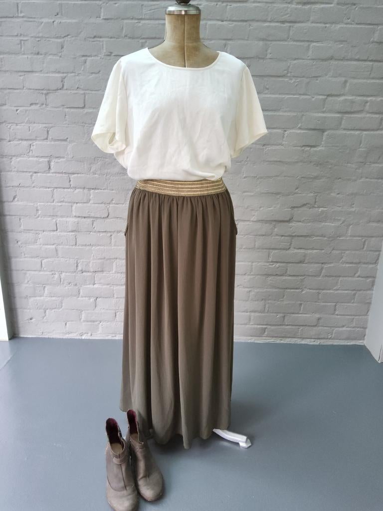 Jupe longue kaki avec ceinture dorée, Enlèvement ou Envoi, J&s millenium, Vert, Sous le genou
