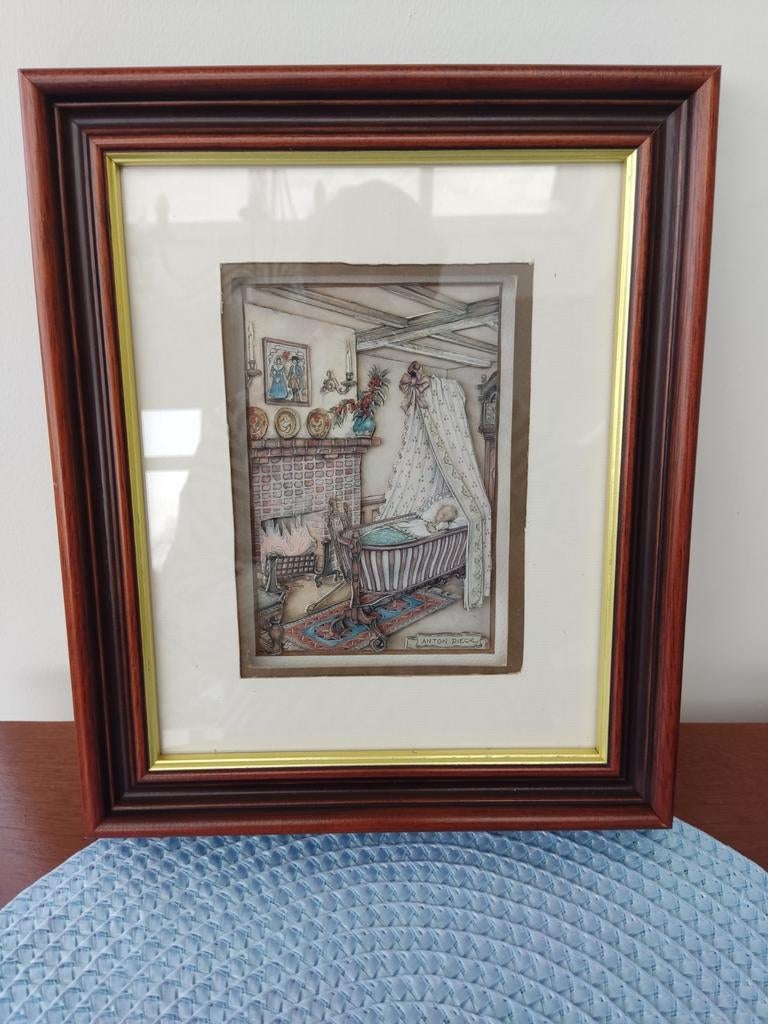 Anton pieck in mooie kader, Antiek en Kunst, Ophalen of Verzenden