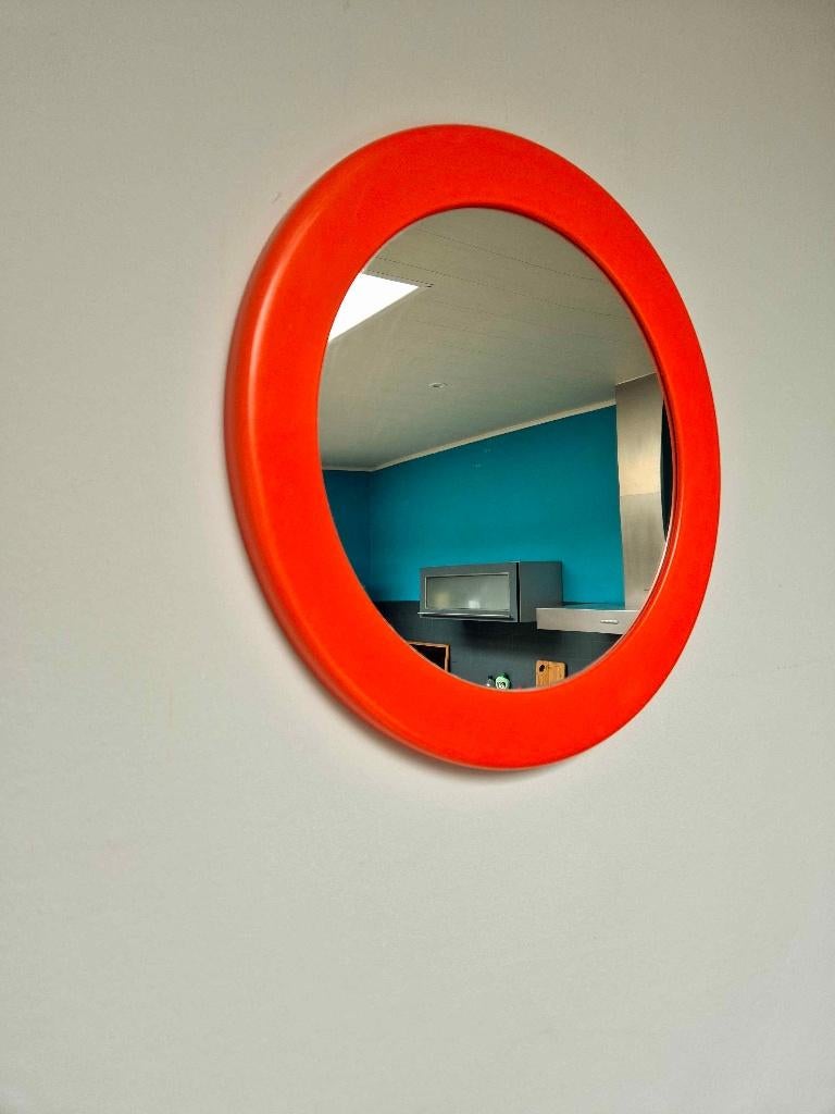 Miroir rond orange vintage, Enlèvement, Comme neuf, Rond