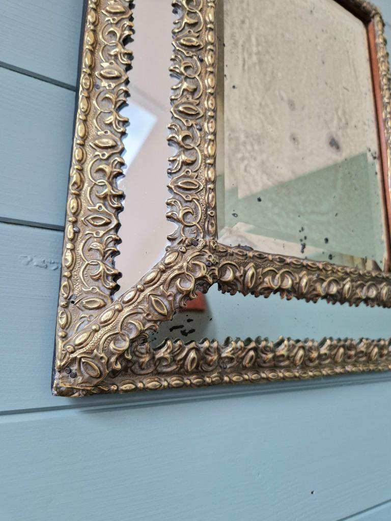 Miroir à parcloses, verre au mercure, XIXe siècle., Antiquités & Art, Enlèvement ou Envoi
