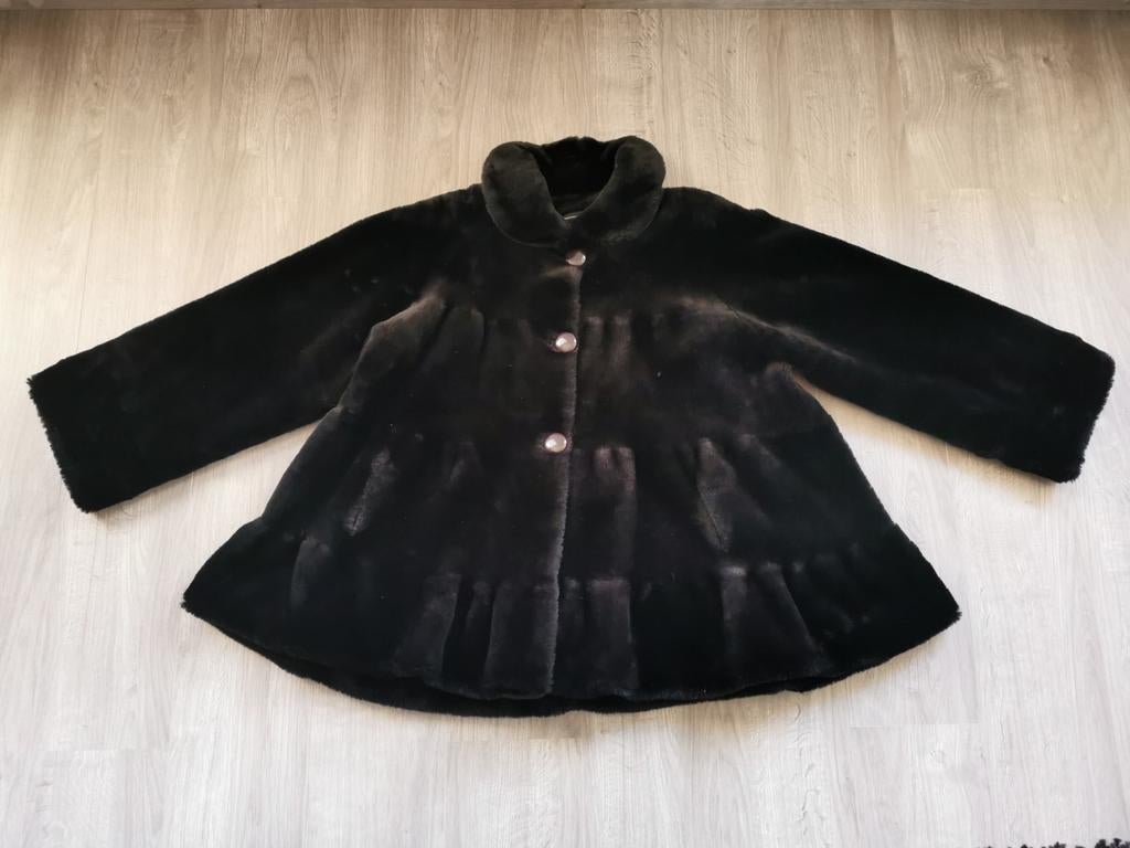 Zwarte bontjas - maat XL, Ophalen of Verzenden