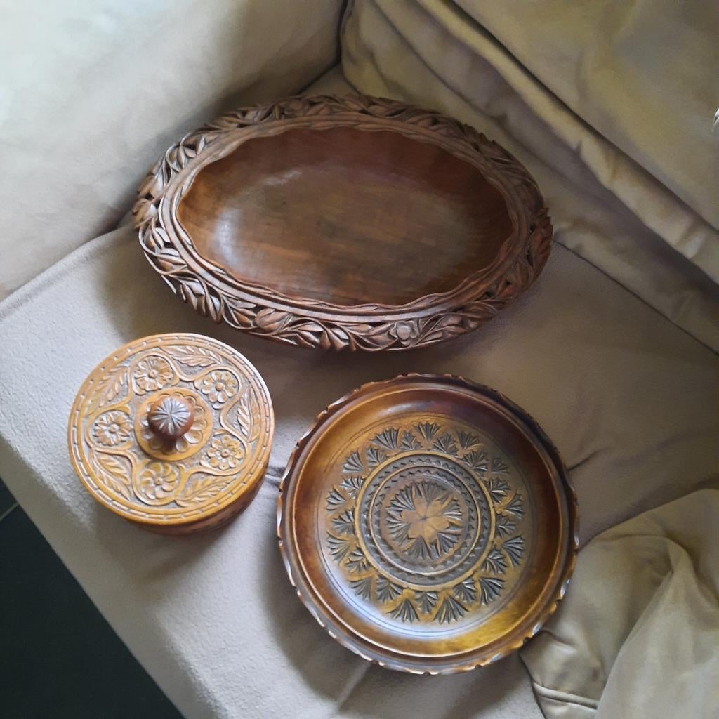 Houten schalen en attribuut ., Ophalen of Verzenden