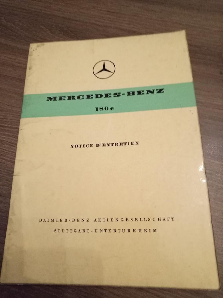 Mercedes 180c ancien notice d'entretien, Ophalen of Verzenden
