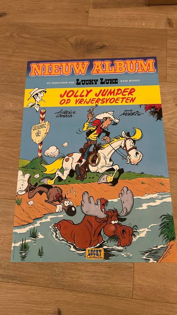 Morris lucky luke poster jolly jumper 2004, Verzamelen, Ophalen of Verzenden, Zo goed als nieuw
