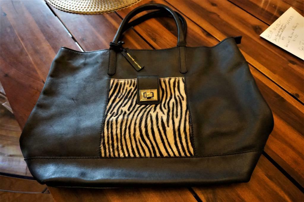 sac cabas MANGO cuir, Ophalen, Nieuw, Zwart, Shopper
