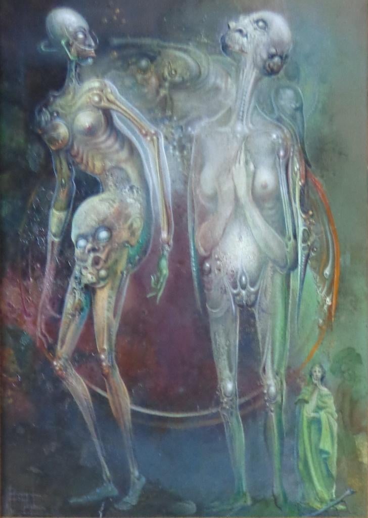 ROGER VAN BELLEGHEM / KOPPEL ALIENS / OLIEVERF / 73x58cm KAD, Antiquités & Art, Art | Peinture | Moderne, Enlèvement