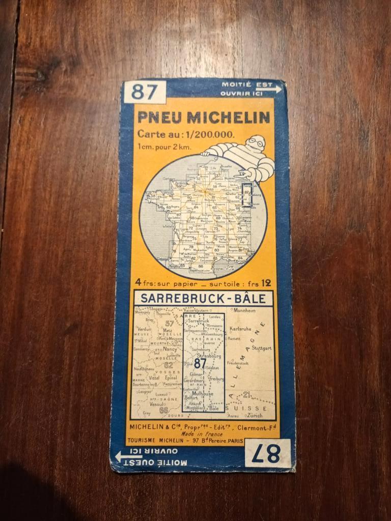 1934 oude Michelin  landkaart n 87 Sarrebruck - Bâle, Gelezen, Ophalen of Verzenden, Landkaart, 1800 tot 2000