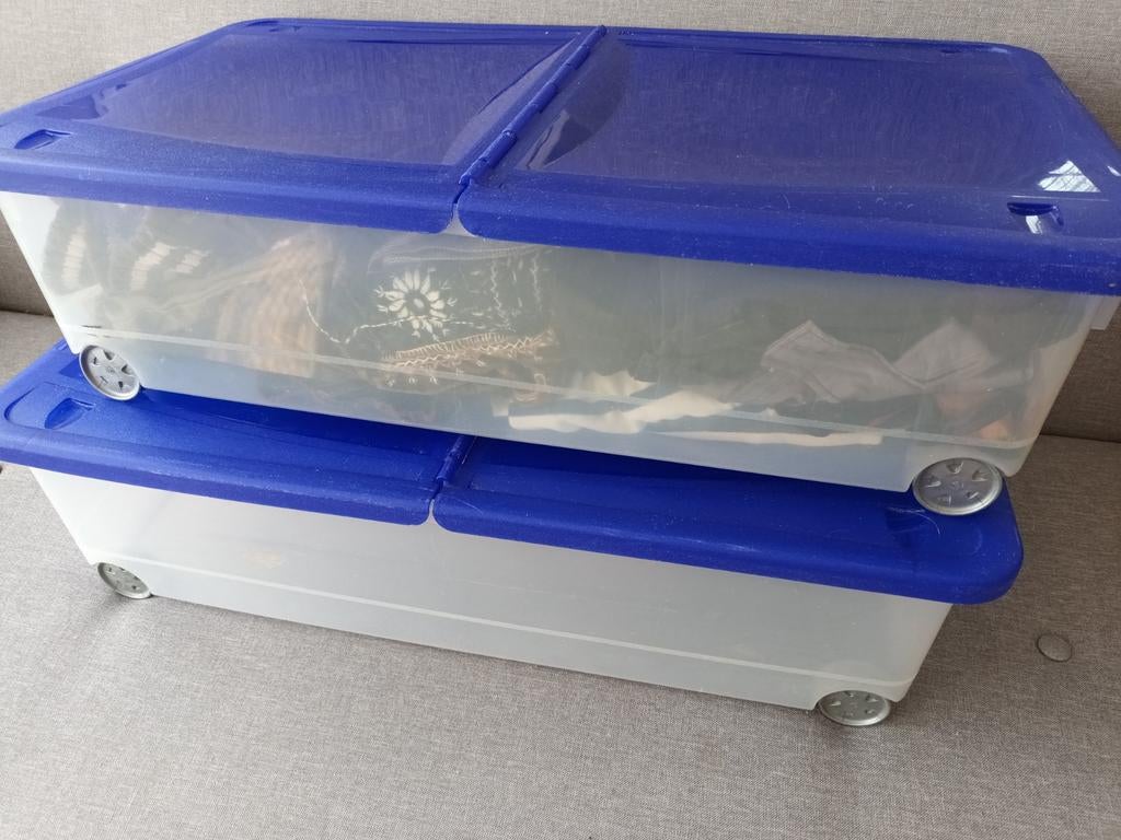 Bovenkant!! Set van 2 grote opbergdozen op wielen, Ophalen, Overige typen