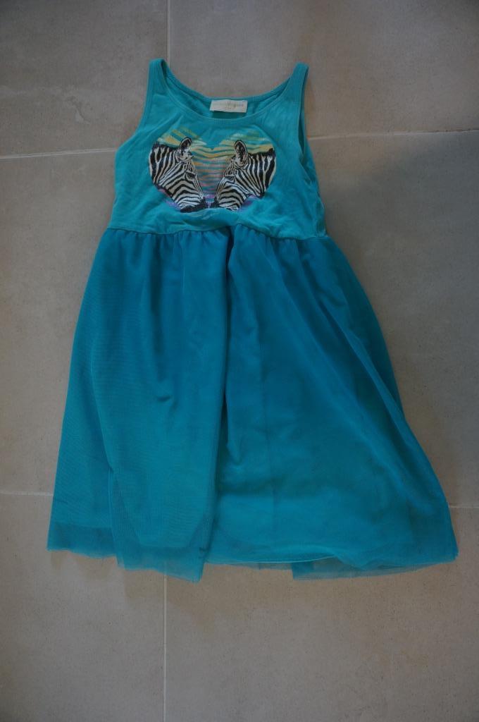 blauw kleedje met zebra 128, Robe ou Jupe, Enlèvement, Utilisé, Vögele