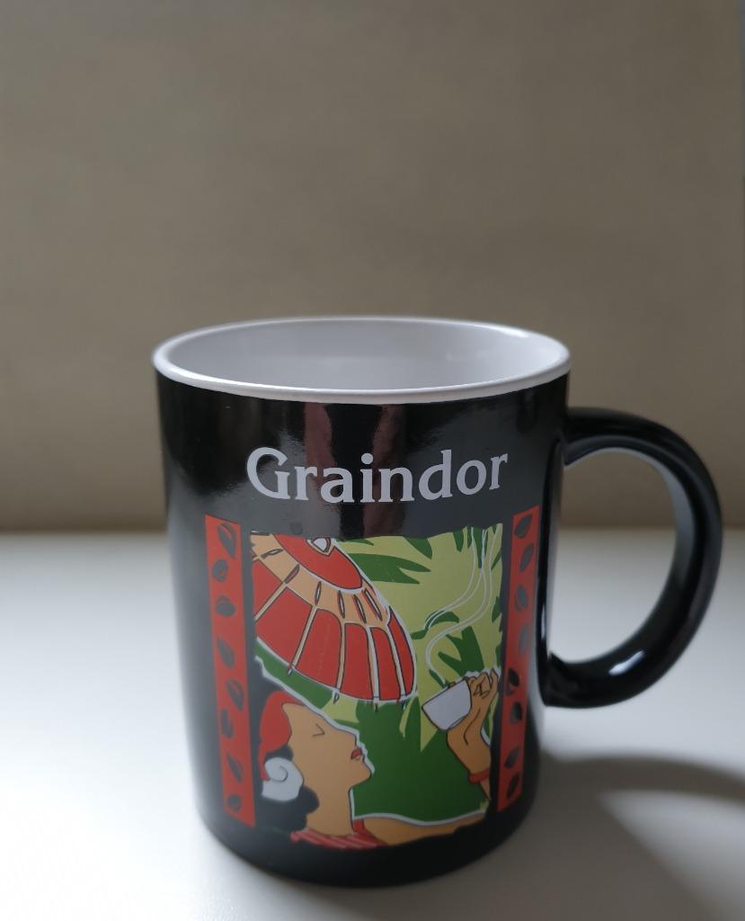 koffietas mok GRAINDOR (koffie huismerk van Colruyt), Verzamelen, Porselein, Kristal en Bestek, Gebruikt, Kop en/of schotel, Ophalen of Verzenden