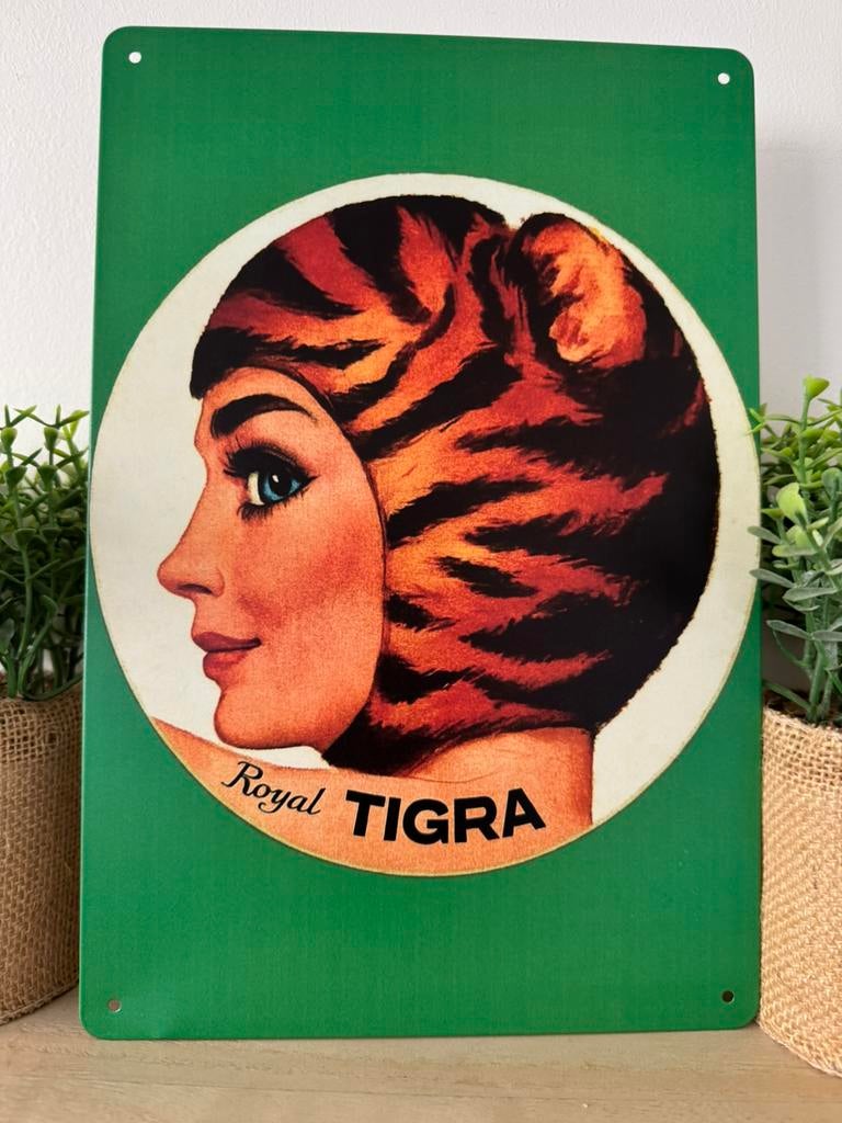 Metalen reclamebord Tigra, Verzamelen, Merken en Reclamevoorwerpen, Nieuw, Reclamebord, Ophalen of Verzenden