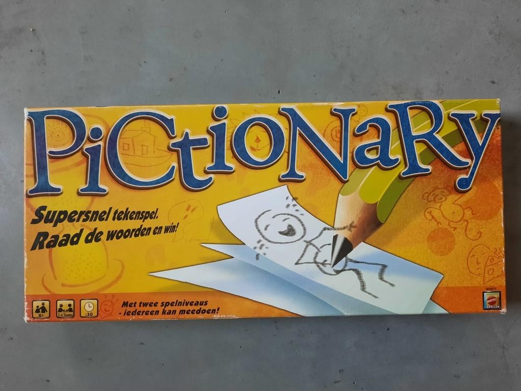 Pictionary, Hobby en Vrije tijd, Gezelschapsspellen | Overige, Ophalen of Verzenden, Gebruikt