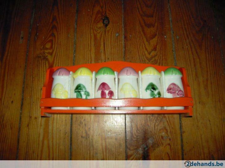 jaren 70 kruidenrekje met paddestoelen, Huis en Inrichting, Ophalen of Verzenden, Nieuw