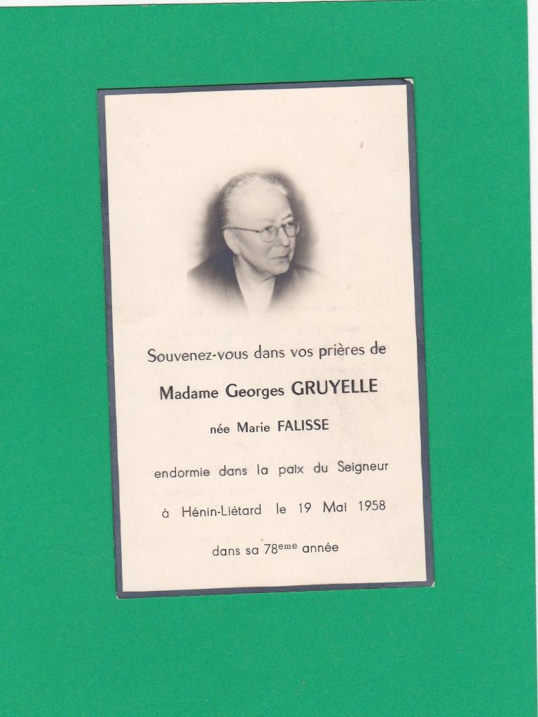 DP Marie Falisse, Verzenden, Bidprentje
