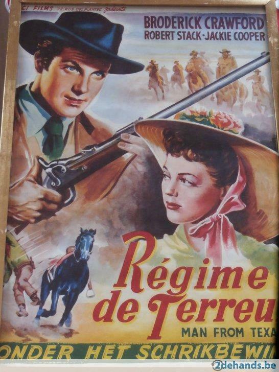 Filmaffiche :Régime de terreur.Man from Texas(replica), Antiek en Kunst, Ophalen of Verzenden