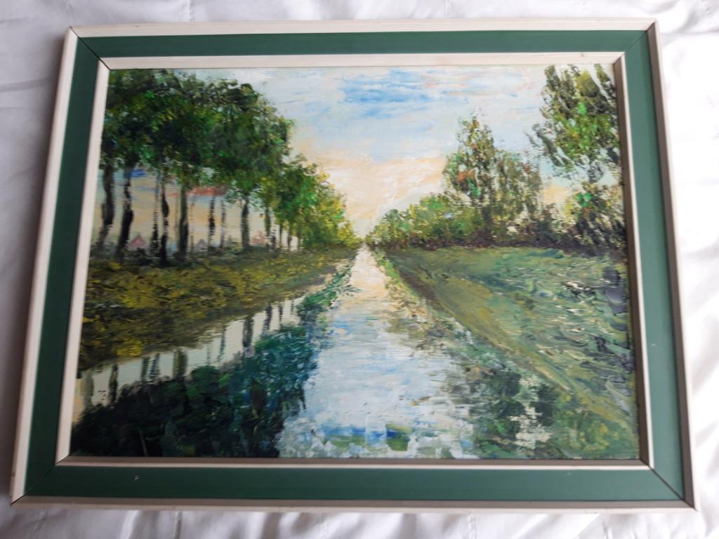 schilderijtje zicht op oud kanaal Bocholt, Enlèvement