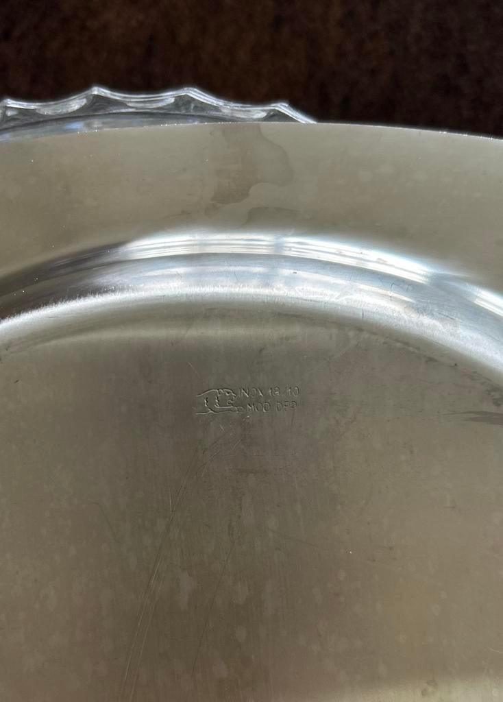 Vintage glazen schaaltje met inox onderzetter (18/10), Antiek en Kunst, Verzenden