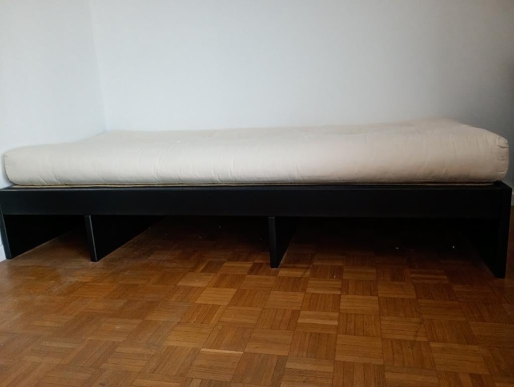 Lit japonais noir Futon Design + tatami + futon 90 x200 cm, 90 cm, Japans, Modern, Enlèvement, 200 cm