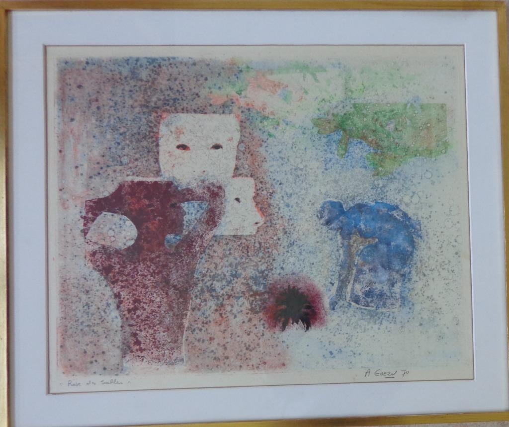ANDRE GOEZU / ROSE DES SABLES / MONOTYPE / 72x85cm / KADER, Enlèvement
