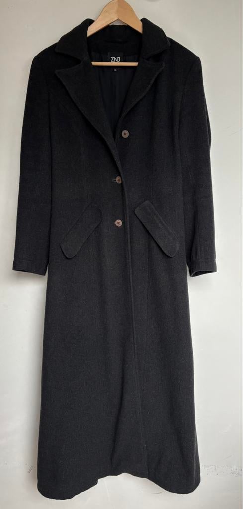 Stijlvolle lange getailleerde wollen jas Zino & Judy, Zo goed als nieuw, Zino & Judy, Grijs, Ophalen