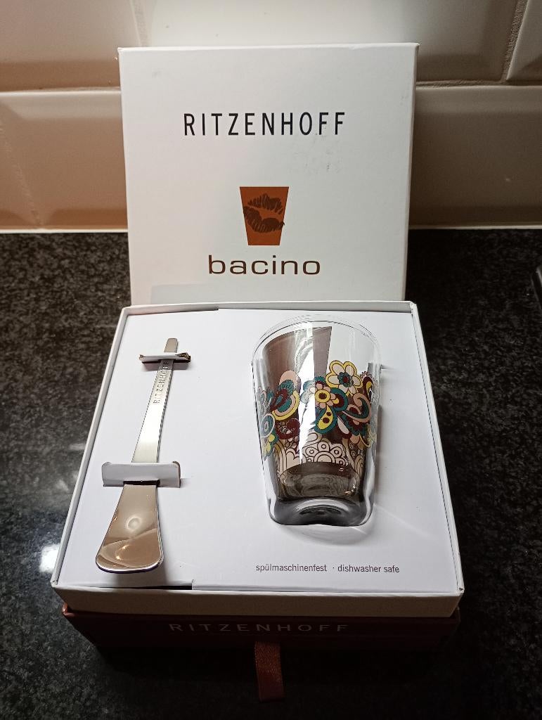 RITZENHOFF Espresso glas met bordje en lepeltje, Collections, Verres & Petits Verres, Neuf, Autres types, Enlèvement