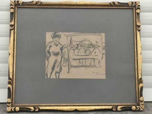 dessin personnage signe romeo dumoulin, Antiek en Kunst, Ophalen of Verzenden