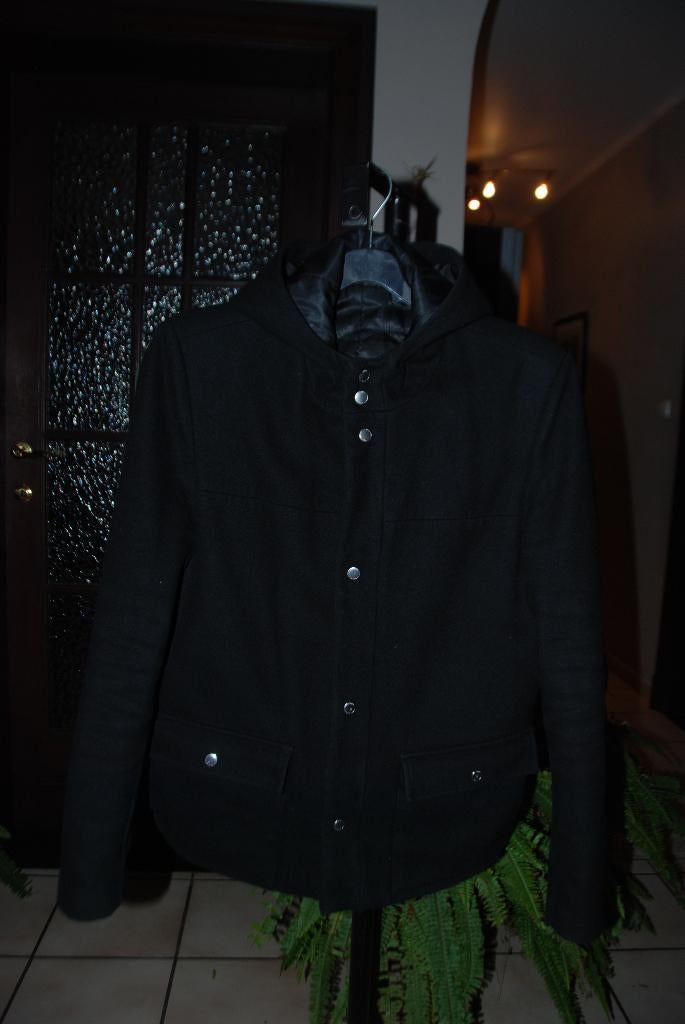 „BRICE” winterjas in zwarte gabardine, maat S als NIEUW!, Kleding | Heren, Zwart, Ophalen of Verzenden, Zo goed als nieuw, Brice